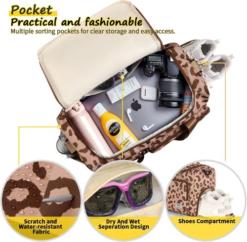 FIORETTO Women's Gym Duffle Bag - 30L Capacity with Shoe Compartment | Perfect for Travel & Sports
