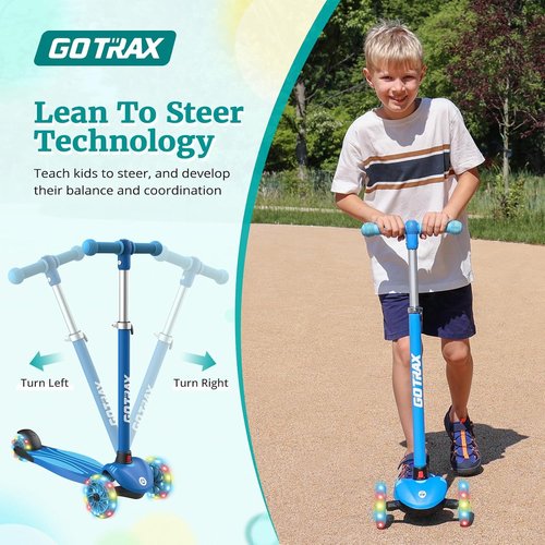 Gotrax KS1 Kids Kick Scooter - LED Lighted Wheels, Adjustable Height, Anti-Slip Deck | For Ages 2-8, Up to 110 Lbs