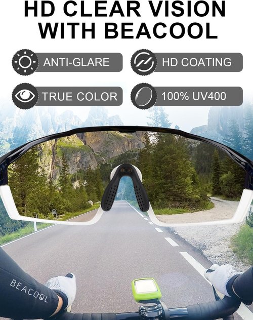 BEACOOL Polarized Sports Sunglasses - UV400 Protection | Lightweight TR90 Frame for Cycling, Fishing & Golf