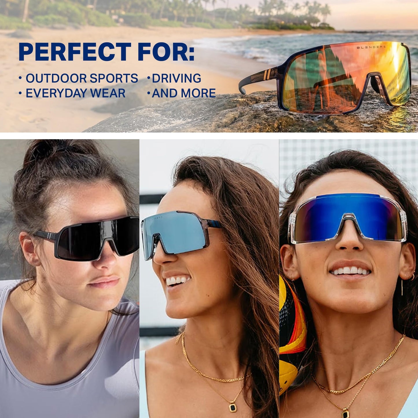 Blenders Eyewear Exposé – Polarized Sunglasses – Lightweight High-Performance Frame, Adjustable Nose Pads – 100% UV Protection – For Men & Women – Wave Dover