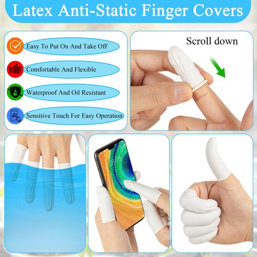 ONLYFU 750Pcs Latex Finger Cots Disposable Finger Gloves Anti-Static Finger Covers for Fingertip Protective, Medium Finger Protectors for Wound Care, Electronic Repair, Handicraft, Beauty, Salon
