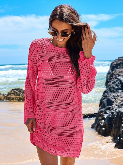 ANRABESS Women’s Crochet Swim Cover-Up - Stylish Mesh Knit Beach Dress for Summer Vacations