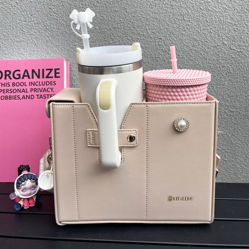 kitylemo water bottle Purse Cup Holder Bag, Purse with Water Bottle Pocket, Bag for Tumbler, Portable Crossbody Cup Carrier
