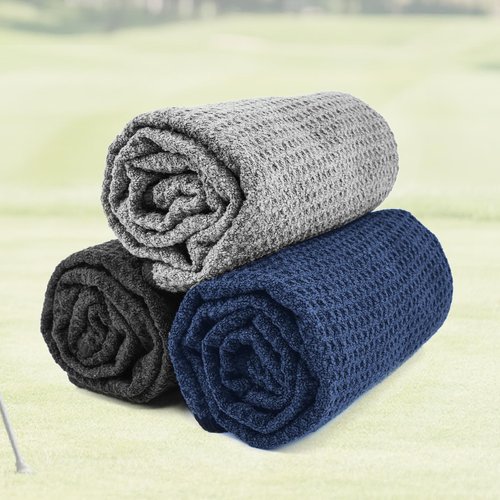 Yaozoon 3 Pack Large Golf Towel for Men Women Golf Bags,16X24 inch Microfiber Waffle Golf Club Cleaning Towels Rag(L)
