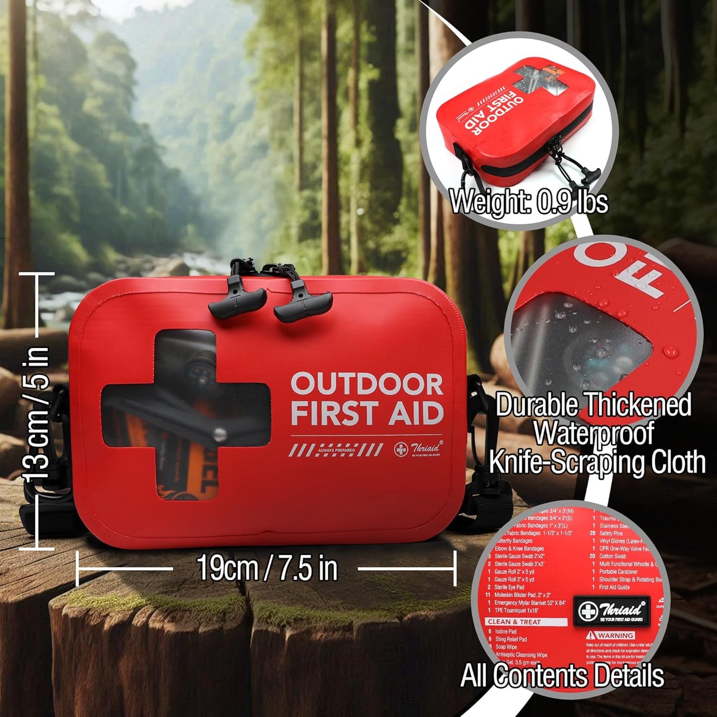 152 PCS Waterproof First Aid Kit - Portable Emergency Medical Kit for Boating, Camping, Fishing | Red