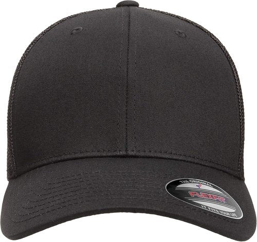 Flexfit Men's Fitted Trucker Hat - Breathable Mesh Design | Classic Black, One Size
