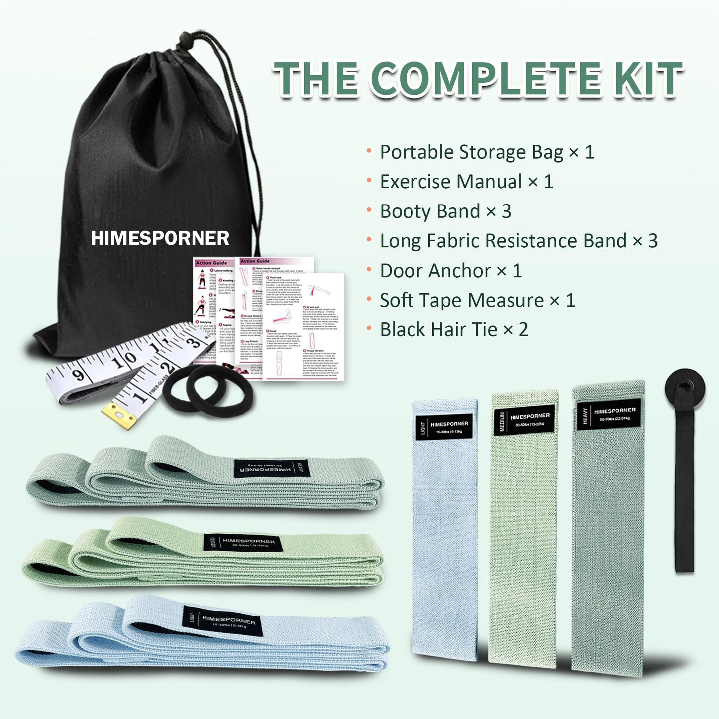 HIMESPORNER 9 PCS Fabric Resistance Bands Set for Working Out