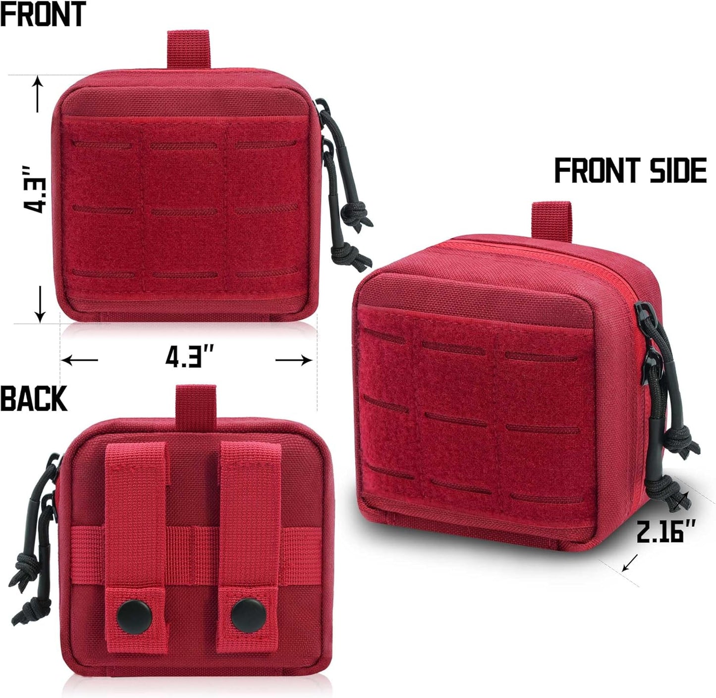 Upgrade Tactical Molle Admin Pouch - Laser Cut Design with Interior Divider | 4x4 Inches, Flag Patch