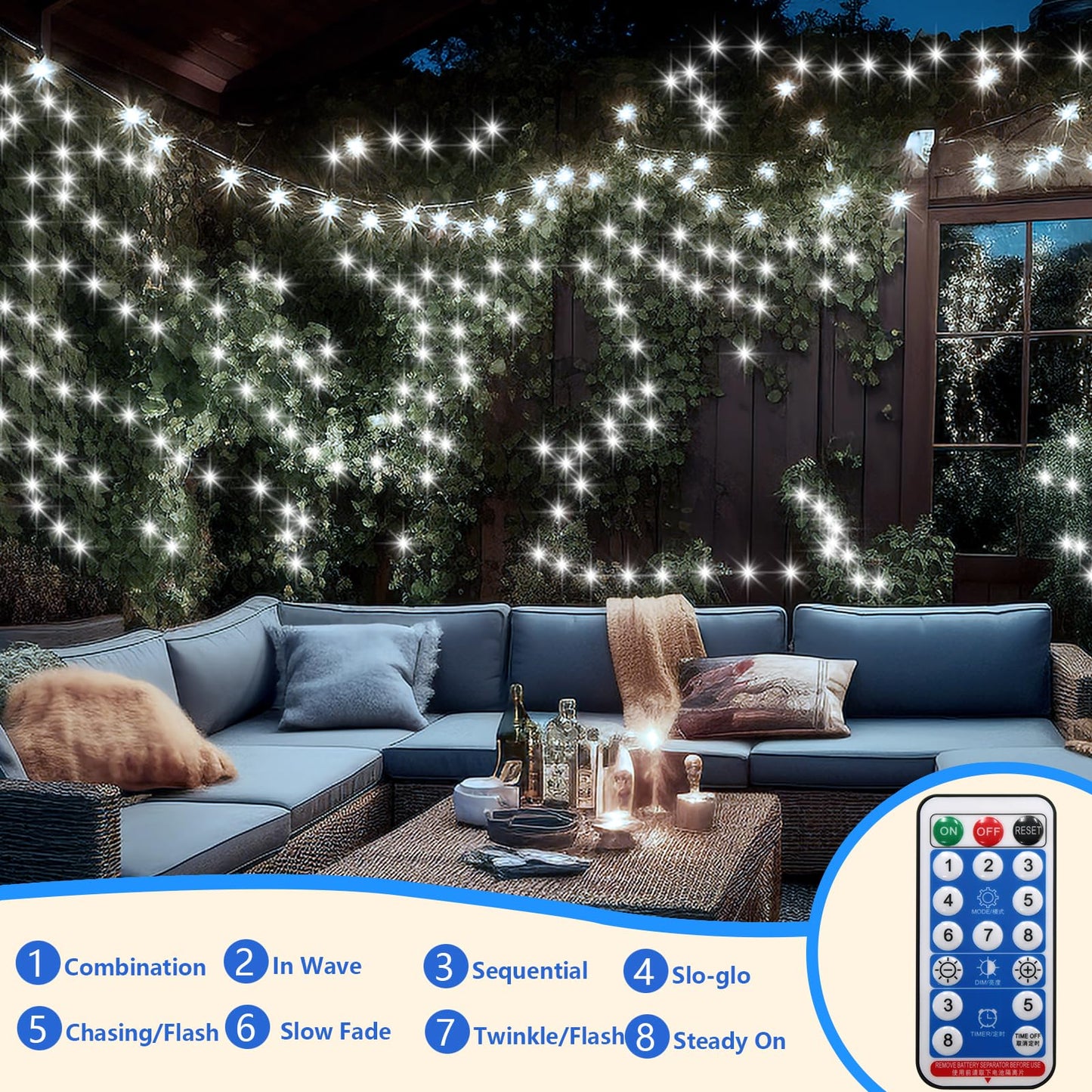 ZAIYW 300 LED 100Ft Solar Fairy Lights Outdoor, Solar Sliver Wire Fairy Lights with Timer Remote, Twinkle Lights Waterproof for Tree Garden Patio Wedding Decoration (Cool White)