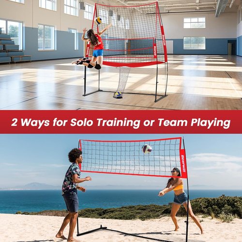 Bearwill Volleyball Practice Net - Freely Adjustable & Portable for Indoor/Outdoor Training