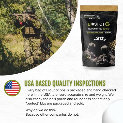 Bioshot Biodegradable Airsoft BBS .30g Super Slick Polish - Seamless Competition Match Grade for All 6mm Airsoft Guns and Accessories (4000 Rounds, White) by Bioshot