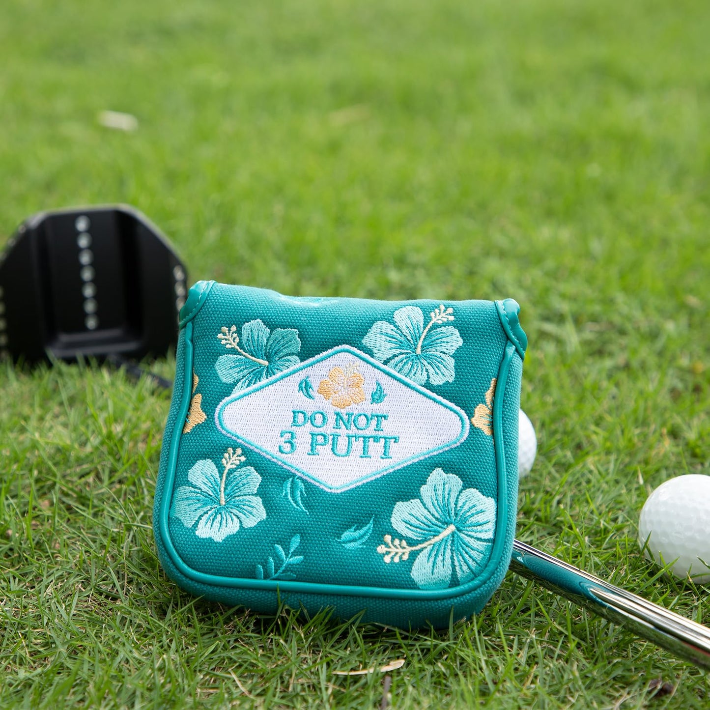 Golf Mallet Putter Headcover, Premium Leather Golf Club Protector - Mallet Putter Cover with Magnetic Closure for Most Brand Golf Blade Putter Cover (Azalea (Canvas Fabric))