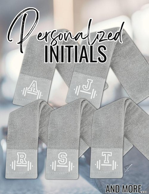 CybGene Gym Towel, Personalized Workout Gifts for Men, Women, Sports Lover, Exercise Fitness Gift for Gym Enthusiast on Birthday, Christmas, Soft and Absorbent Towel, Gray, Initial C
