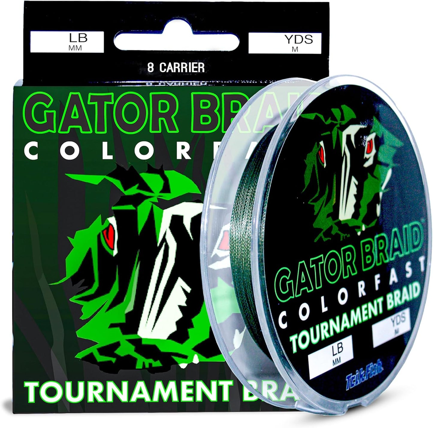 TrikFish Gator Braid Fishing Line - Strong 8 Strand Braided Design - No Fade Swamp Green - 10-100 lb Test