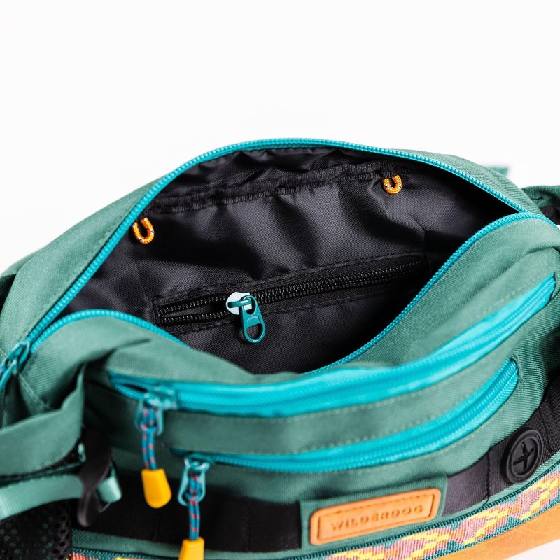 Wilderdog Mega Hip Pack with 3-Liter Capacity, Two Mesh Water Bottle Pockets, Interior Key Loops, Adjustable Straps, and Poop Bag Dispenser (Pacific Blue)
