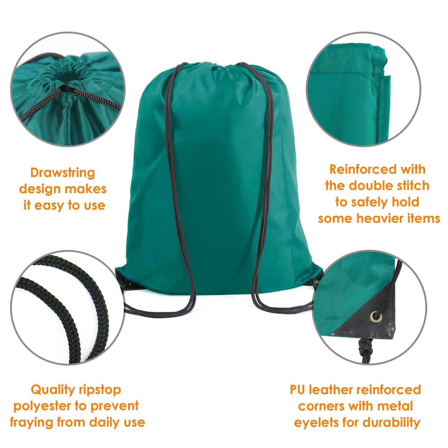 BeeGreen Black Green Drawstring Backpack Bags X-Large 22.4" L x 17.5" W Bulk 2 Pack Sports Cinch Sack Gym String Bags Machine Washable Heavy Duty String Backpack For Men Women
