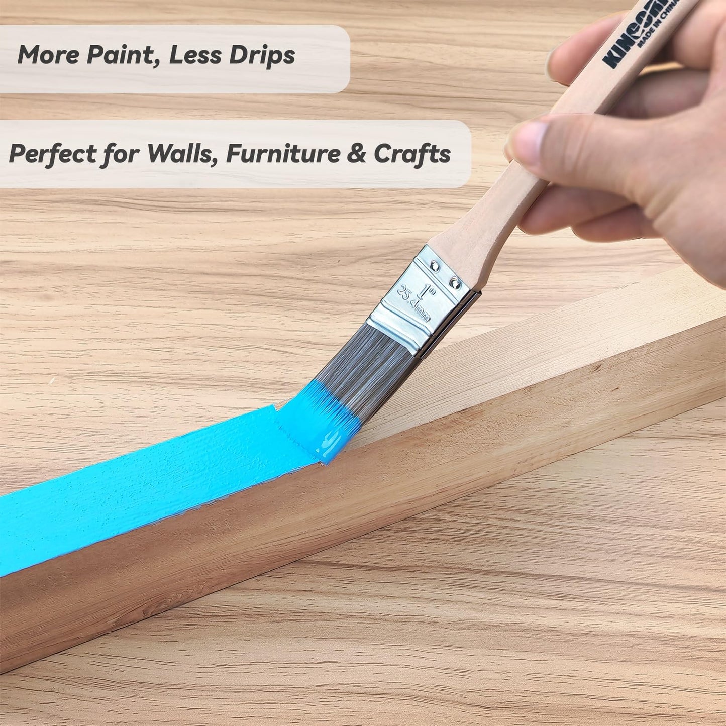 King Origin 10-Pack Professional Angled Paint Brushes Set - (1"/1.5"/2"/2.5"/3") Synthetic Wall & Trim Brushes for Cutting Edges, Cabinets, Touch-Ups | Reusable Bulk Paintbrush Kit