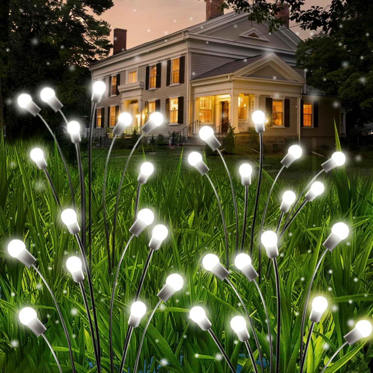 48 LED Solar Halloween Lights - 6 Pack Purple & Orange Waterproof Firefly Lights for Garden & Patio Decor