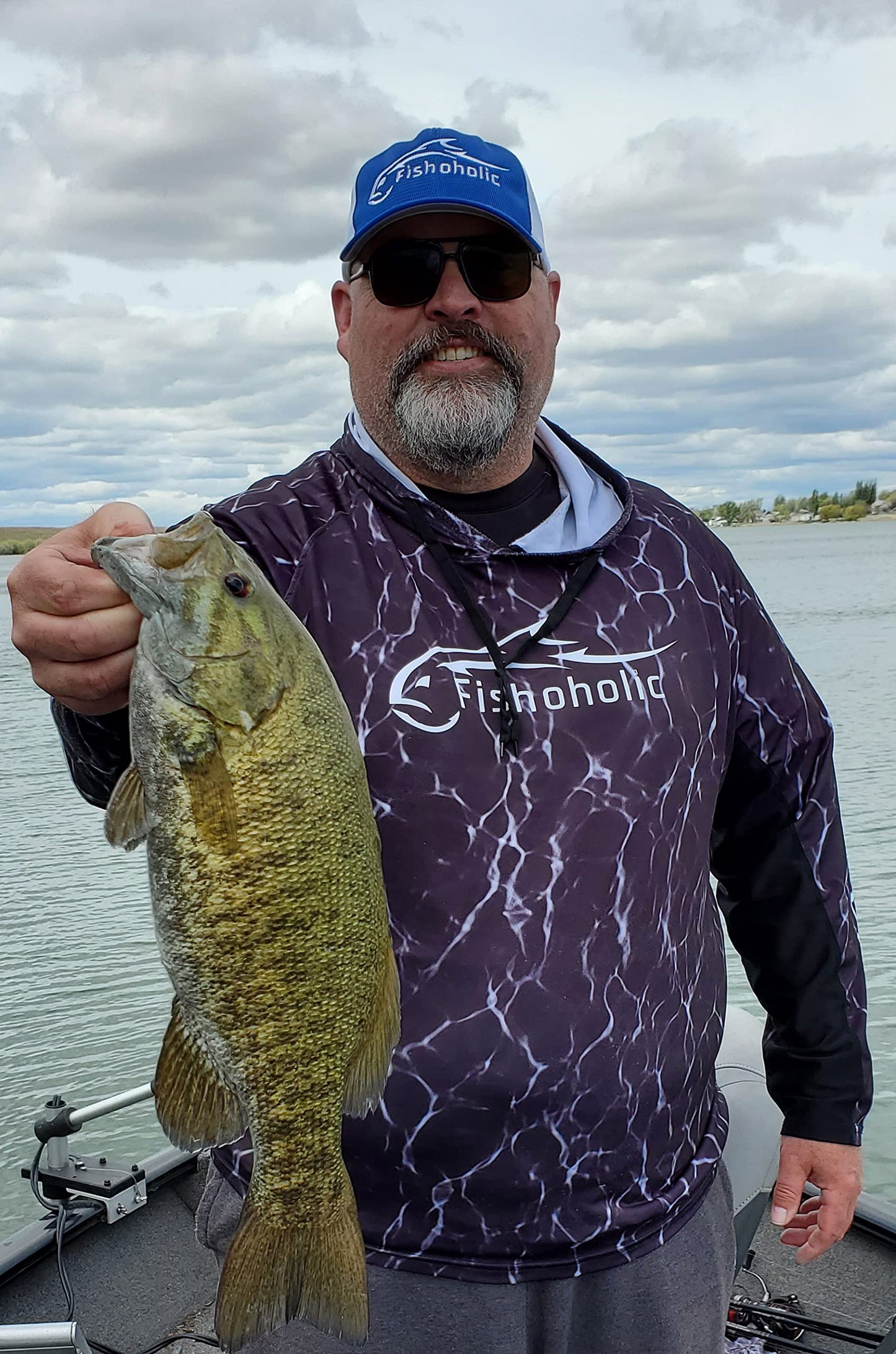 Fishoholic UPF 50 Performance Fishing Shirt - Long Sleeve Hoodie - Loose Keg Fit - Breathable Quick Dry Sun Protection (LSH-BLKh2o-XXL)