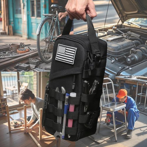 Heavy Duty Tool Bag by [Brand Name] - 12-Inch Tactical Molle Organizer with D-Ring Clip & Shoulder Strap