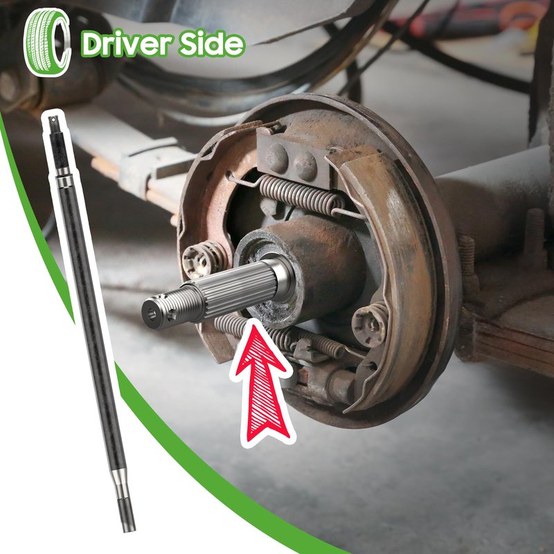 10L0L Golf Cart RXV Driver Side Rear Spline Axle Shaft for EZGO RXV Electric 2008 UP, OEM 620337, 614208, 24.5" Long