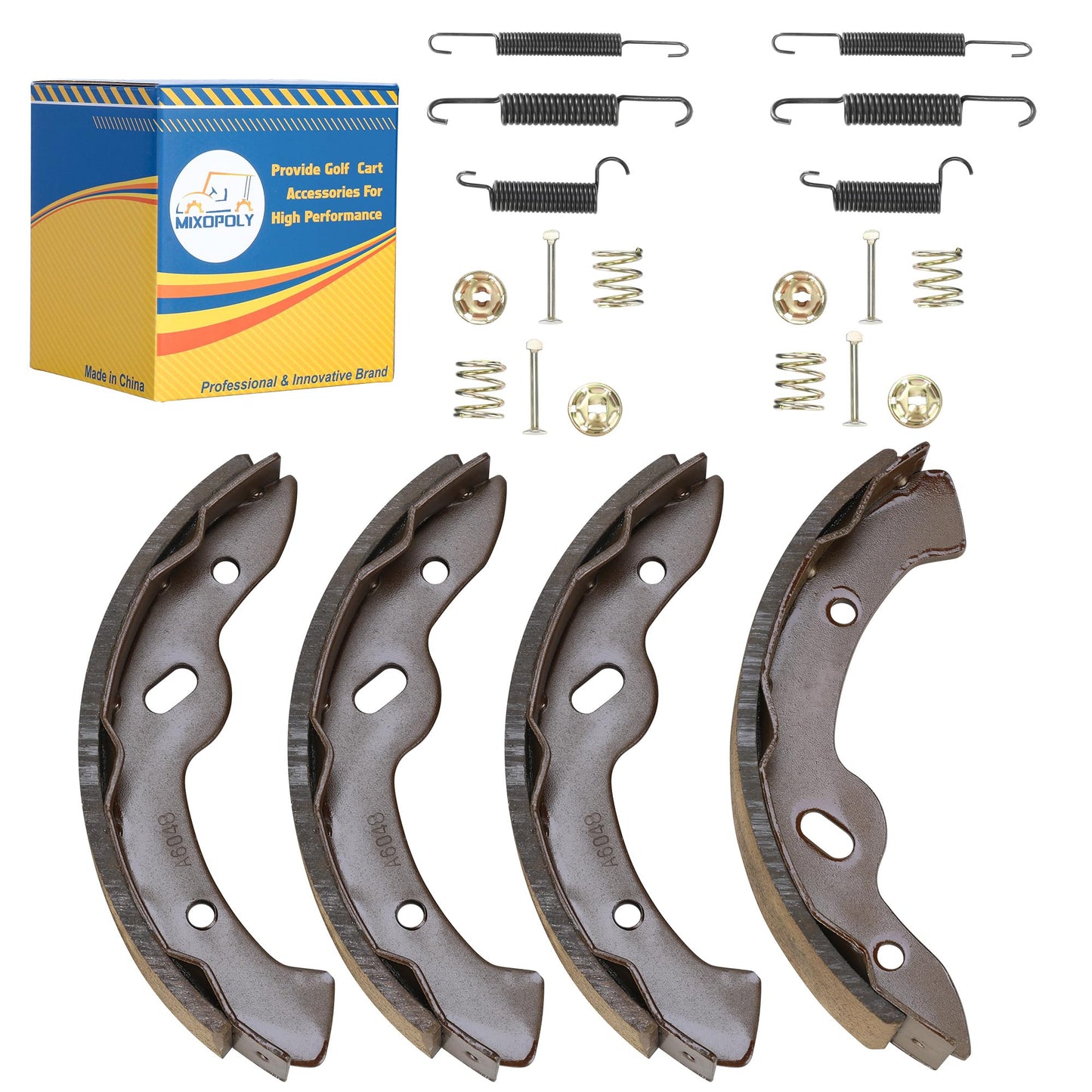 Mixopoly Kit Brake Shoes Pads & Brake Spring Replacement for EZGO TXT Medalist 1997-Up, Workhorse & ST350 1996-Up, Yamaha G9-G22 Replace OEM 27943G01 27944G01 70795G01 JN6-F5331-01-00
