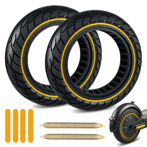 KTUMININV 60/70-6.5 Scooter Tire 10x2.5 Inch Tubeless Solid Rubber Tire for Hiboy S2 MAX Segway Ninebot MAX G30/G30LP/G30P Gotrax G5/G6 Electric Scooter Replacement Wheels Front or Rear 2 PCS (Yellow)