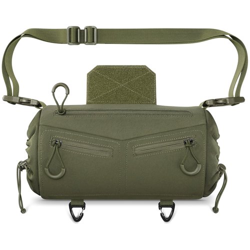 CVLIFE Hand Warmer Pouch with Hook & Loop, Portable Drop Hanger Waist Hand Muff for Skiing, Ice Fishing, Football, Camping, Adjustable Strap and Cuffs, 3 Pockets, Quick Release Buckles, Green