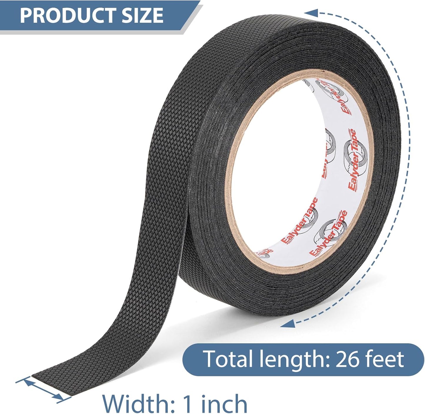 Rubber Grip Tape - 1 Inch x 26 FT | Black Ultra-Thin Anti-Slip Adhesive for Home Use, Waterproof & Heat Resistant