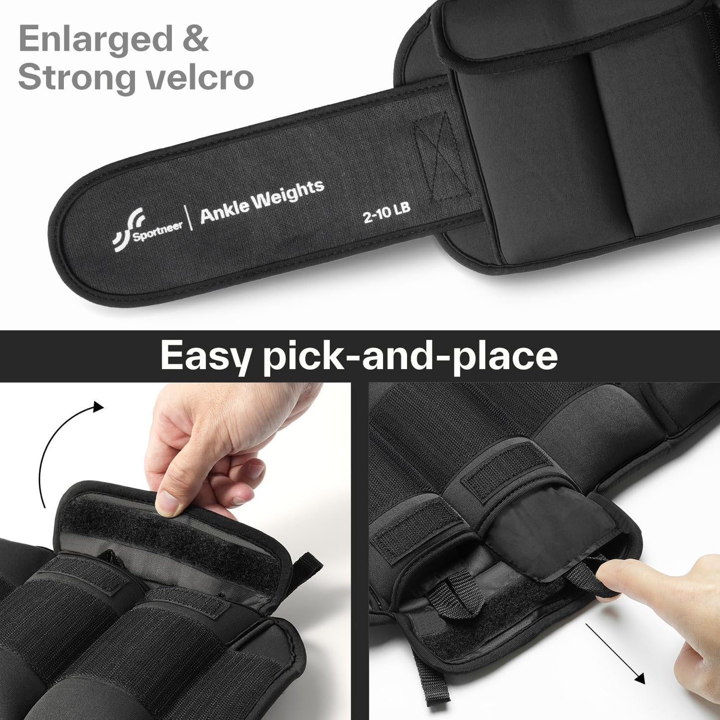 Sportneer Adjustable Ankle Weights - 20lbs/Pair for Yoga, Running, Gym & Physical Therapy