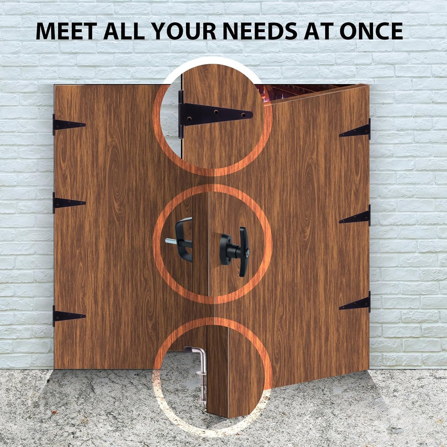Complete Shed Door Hardware Kit with T-Handle Lock, Heavy-Duty Latches & Hinges - Weatherproof for Sheds & Gates