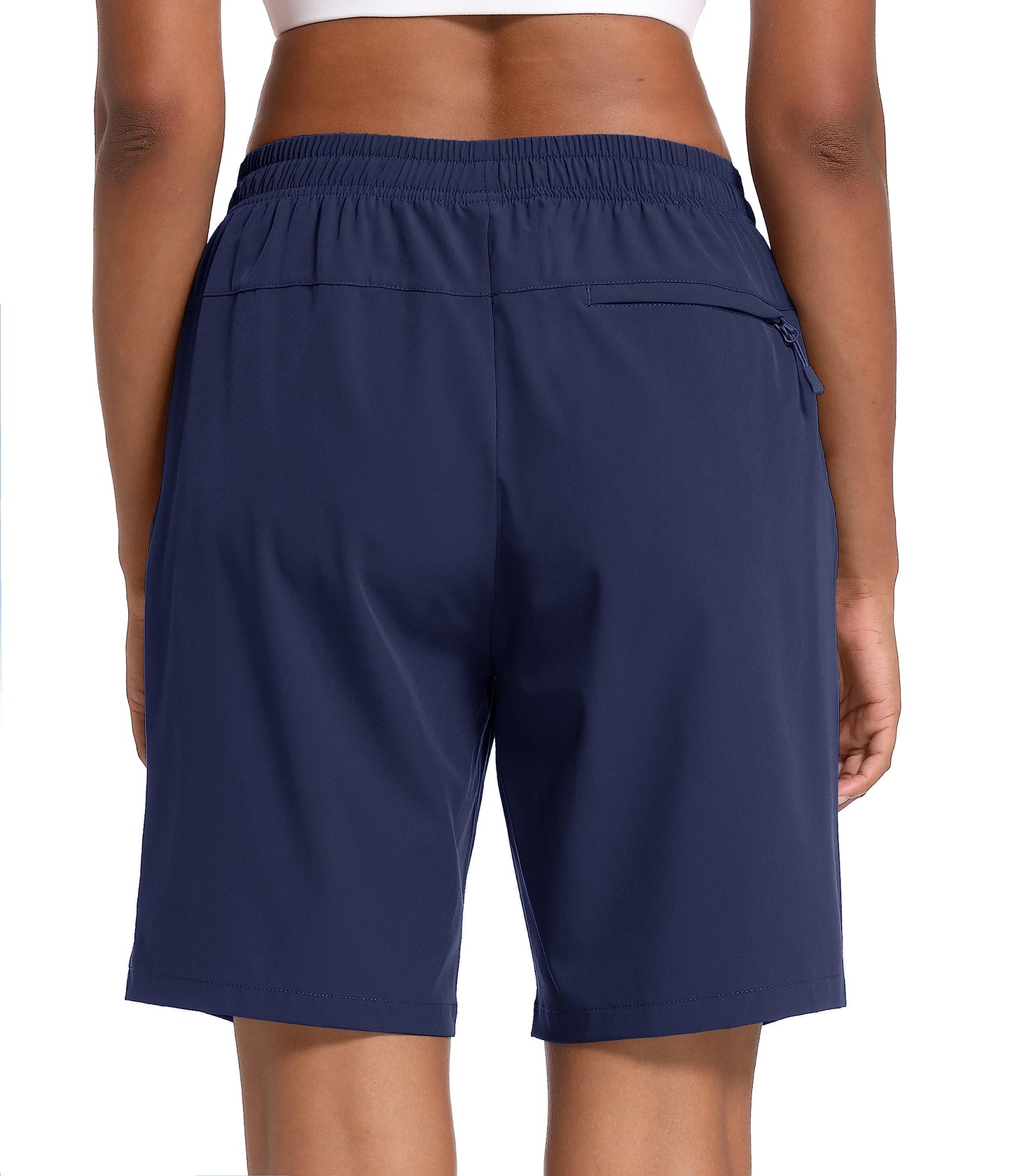 MAGCOMSEN Womens Hiking Shorts 8 Inch Inseam with 3 Pockets Lightweight Quick Dry Golf Jogging Navy Blue M
