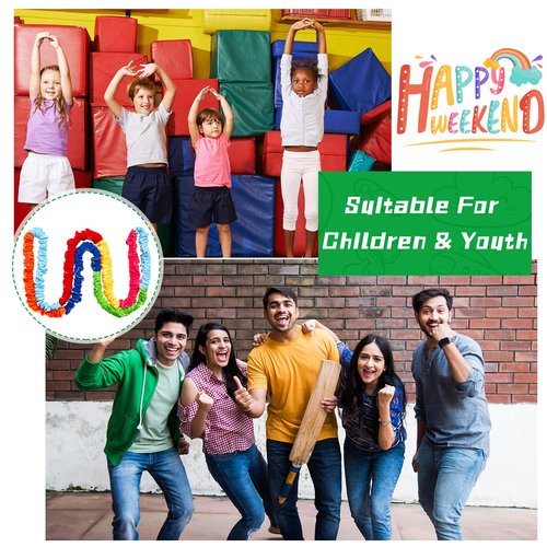 Jecery Cooperative Stretchy Band Carnival Games Elastic Fleece Tug of War Rope Sack Race Bags Legged Race Bands for Stretchy Band Music Activities Field Day Kids Adult Games(1 Pcs,16.4 ft)