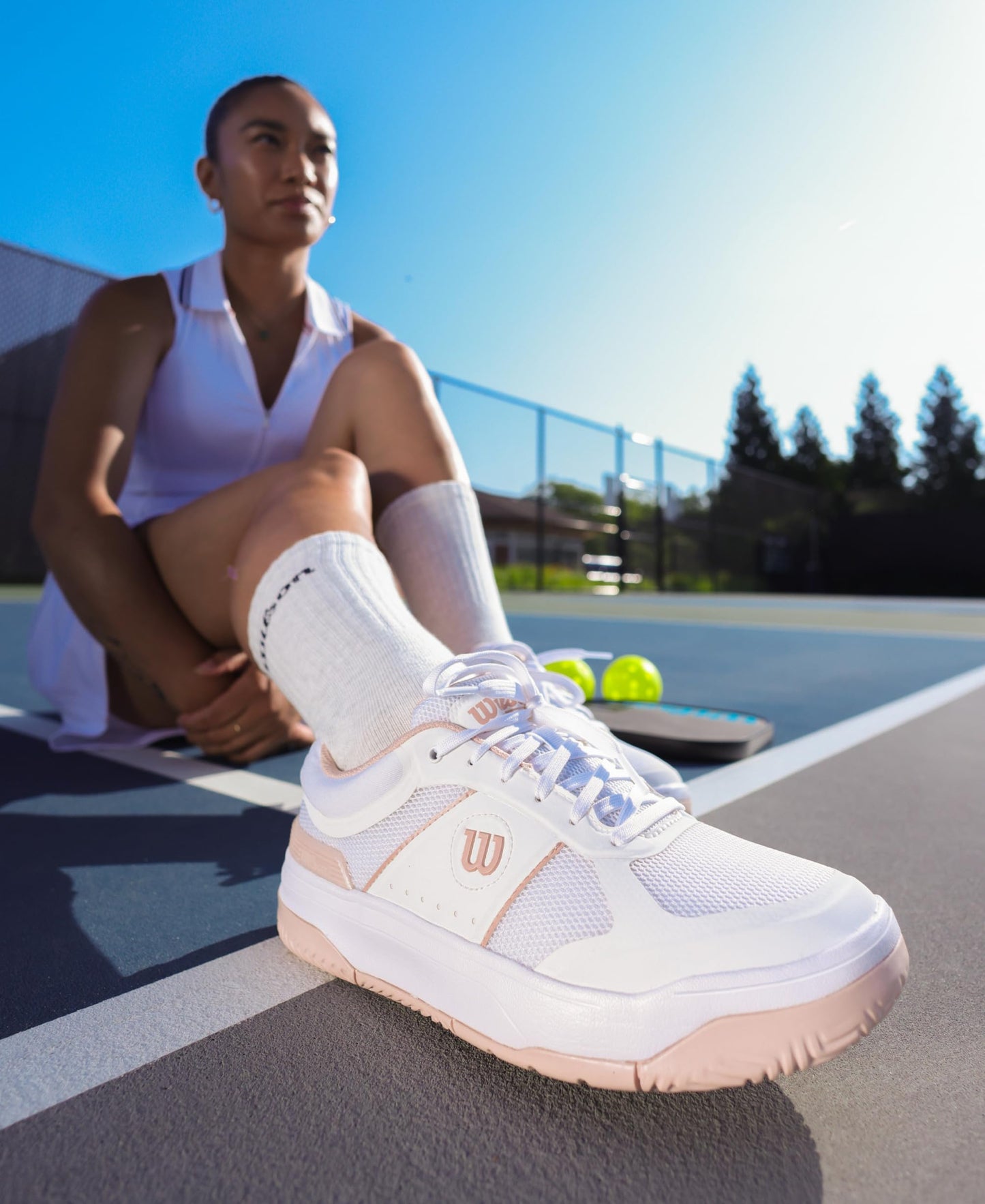 WILSON Pickle Pro Women's Pickleball Shoe - White/Cameo Rose, Size 8.5 US