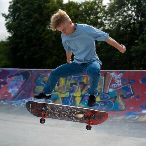 Tony Hawk 31 inch Skateboard, Tony Hawk Signature Series 4, 9-ply Maple Deck Skateboard for Cruising, Carving, Tricks and Downhill, Crossbones