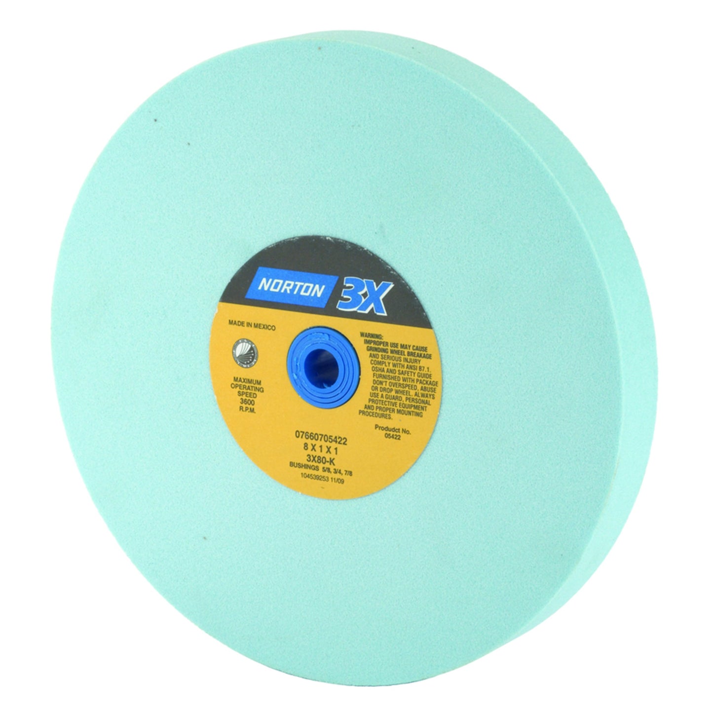 Norton Grinding Wheel, Premium Blue Bench and Pedestal Ceramic Alumina Bench Grinder Wheel, 8 Inch Grinding Wheel, Pack of 1