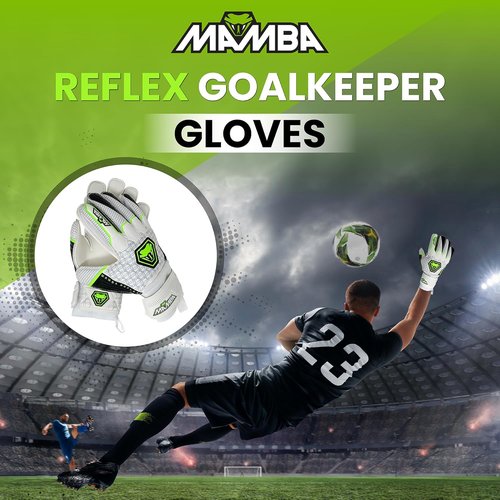 MAMBA Reflex Goalkeeper Gloves - Youth/Adult | Quality Latex Palm & Back Hand | Removable Finger Spine Protection
