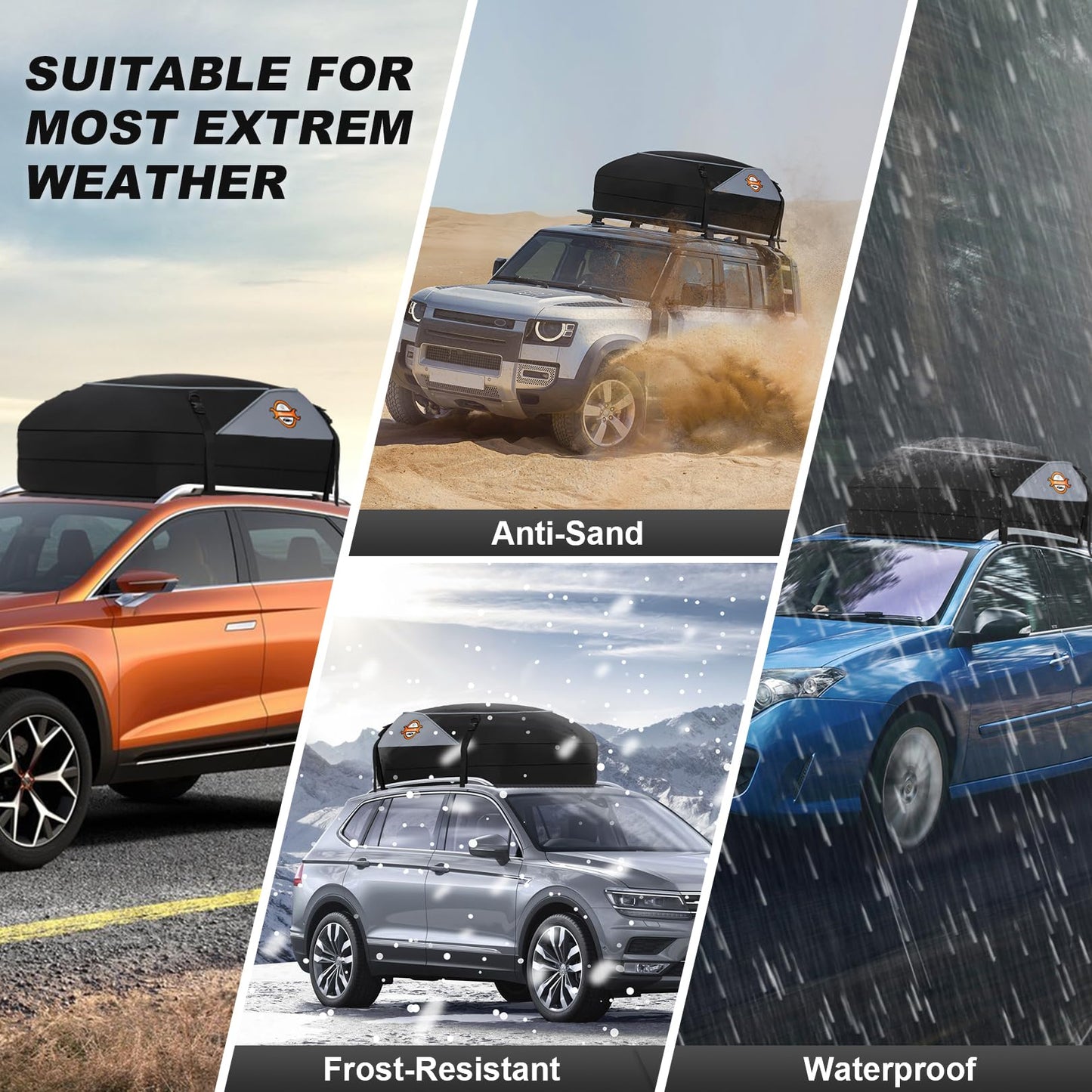 Sailnovo Rooftop Cargo Carrier 15 Cubic Car Roof Cargo Carrier Soft-Shell for Top of Vehicle, Waterproof Roof Bag Includes 4 Door Hooks + Storage Bag for Vehicles with/Without Roof Luggage Racks