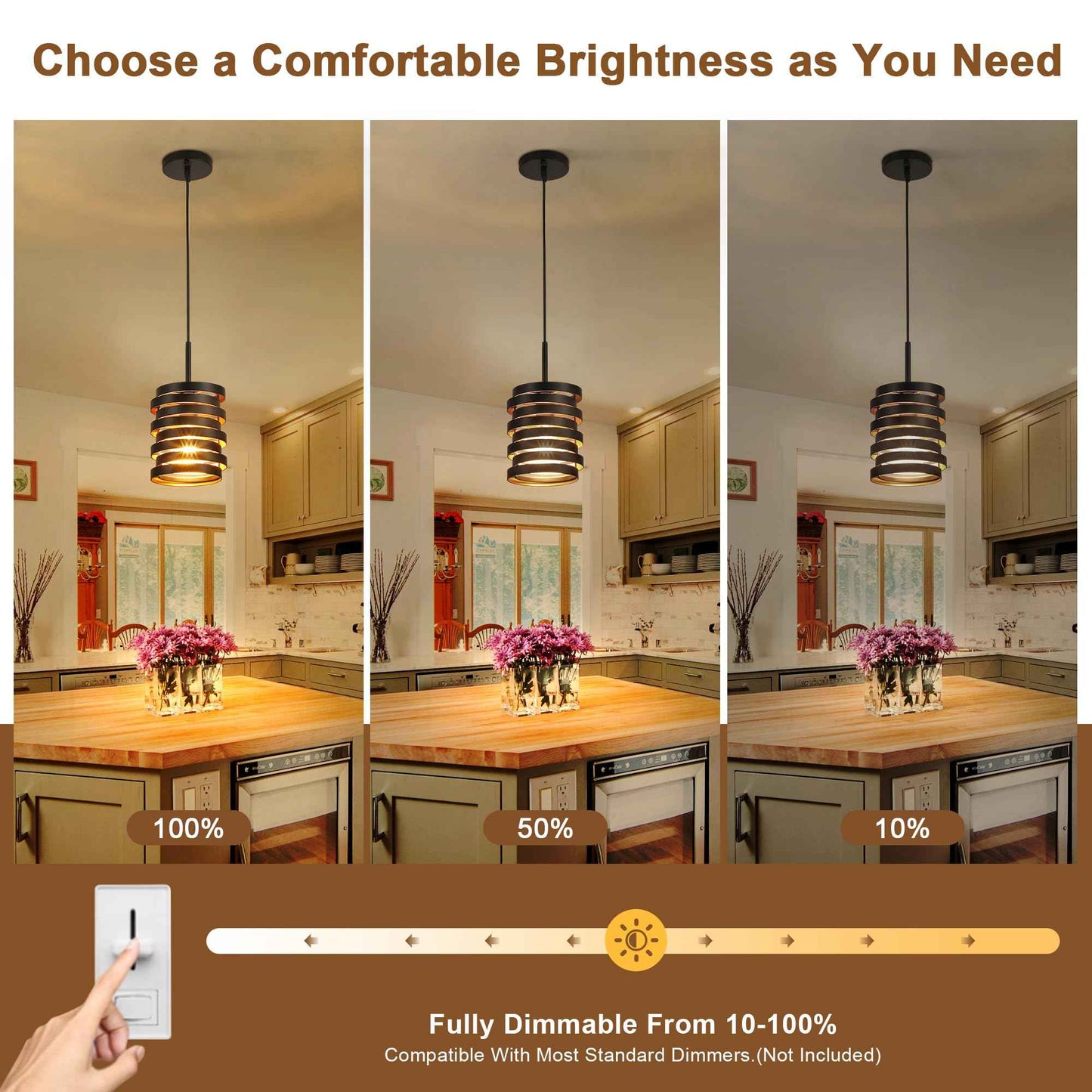 CNRATYE Modern Farmhouse Pendant Lights Kitchen Island, Industrial Multiple Rings Hanging Pendant Light Fixtures for Sink Bar Entrance Bathroom Hallway, Black with Gold Interior