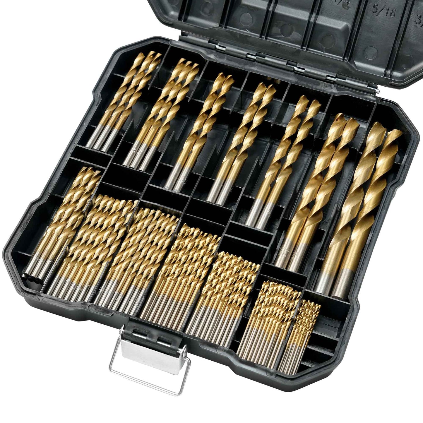 Axelord 99 Pcs Drill Bit Set(1/16“-3/8”), 135° Tip Titanium Coated High Speed Steel, Twist Drill Bit Kit for Iron, Aluminum Alloy, Copper, Wood, Plastic, with Hard Storage