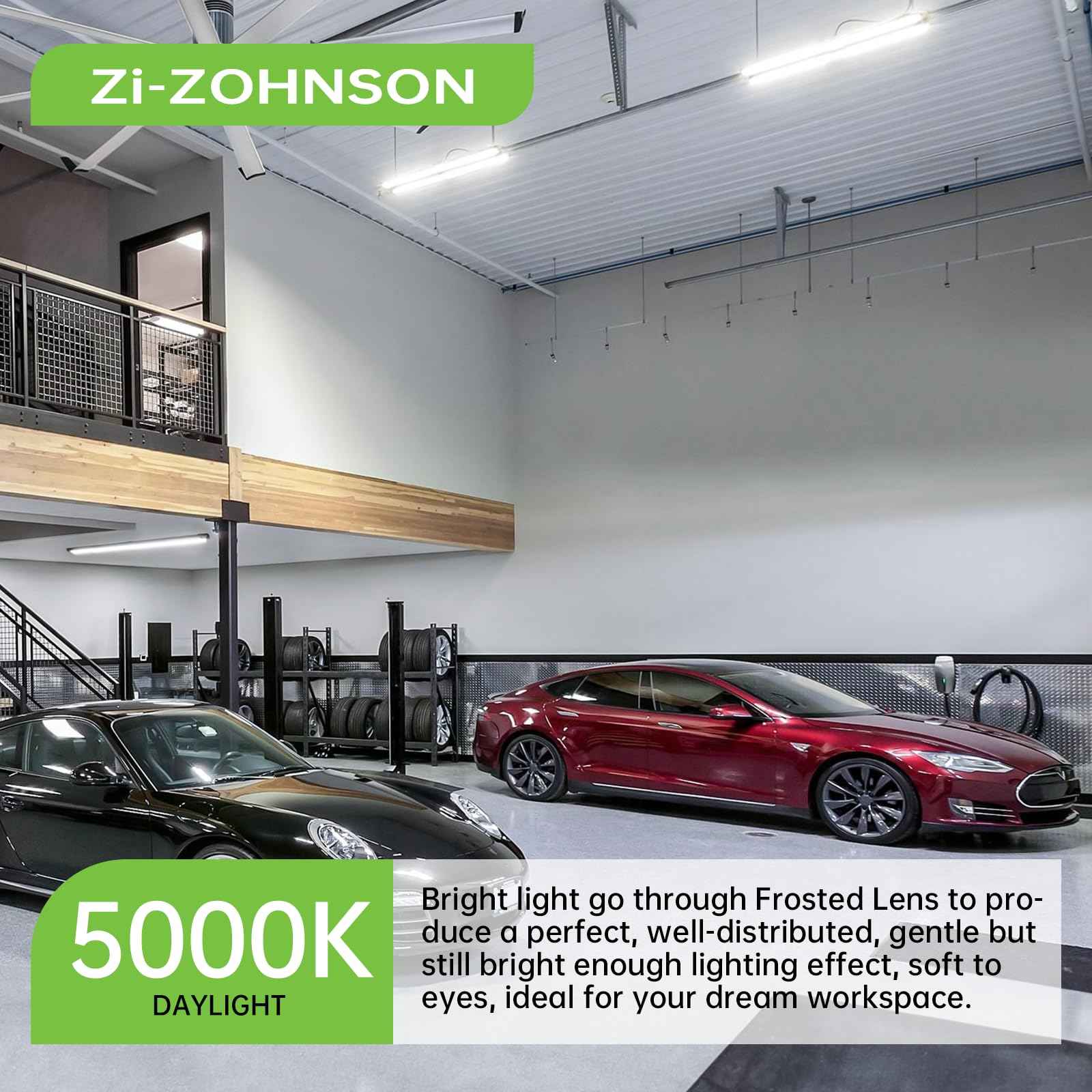 Zi-ZOHNSON 6 Pack 4FT LED Shop Light for Workshop,30W 3600LM 5000K,T8 Light Tube Bulbs Double Rows,Milky Cover,High Output,LED Shop Lights for Garage,Warehouse Basement, Garage