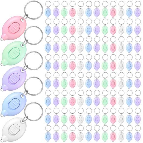VIHOSE Pastel Small LED Keychain Flashlight Bulk Badge Lights for Nurses Light Mini Portable Bright Keychain Flashlight Party Favors Gift for Outdoor Camping Hiking(Morandi,100 Pcs)