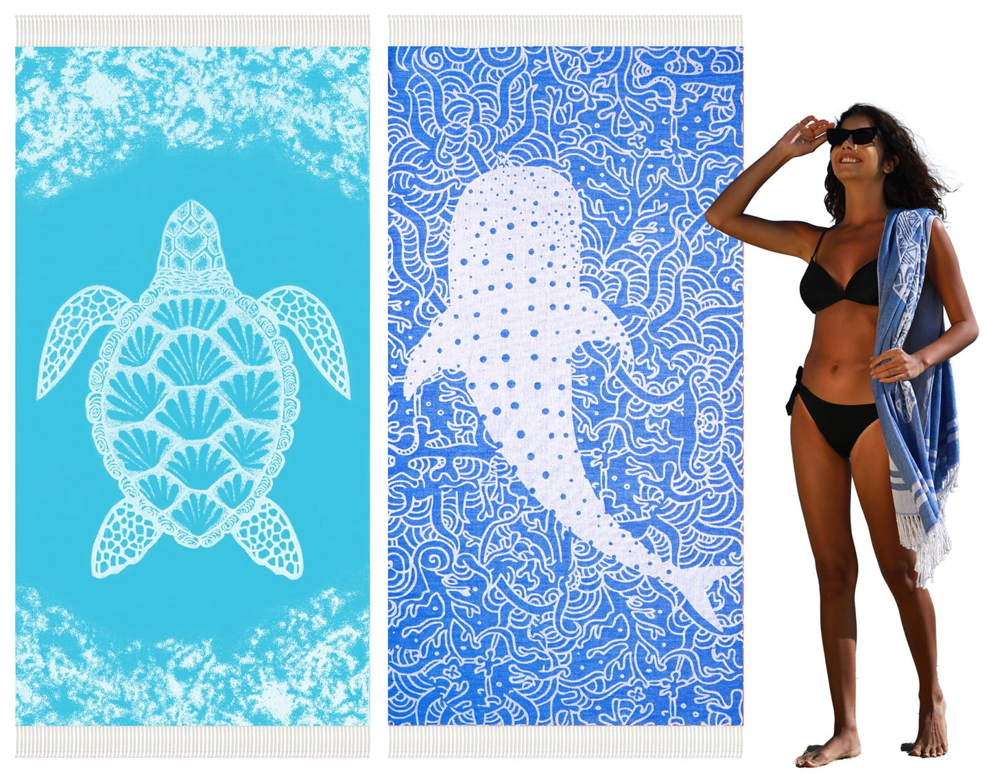 Widdonen Thin Turkish Beach Towel Quick Dry Absorbent Cotton Lightweight Bath Pool Towels Extra Large Oversized Sand Free Beach Stuff Cloud Adults Gift