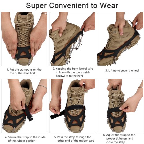 Crampons Upgraded 19 Spikes Ice Snow Grips Traction Cleats System Safe Protect for Walking, Jogging, or Hiking on Snow and Ice (X-Large)