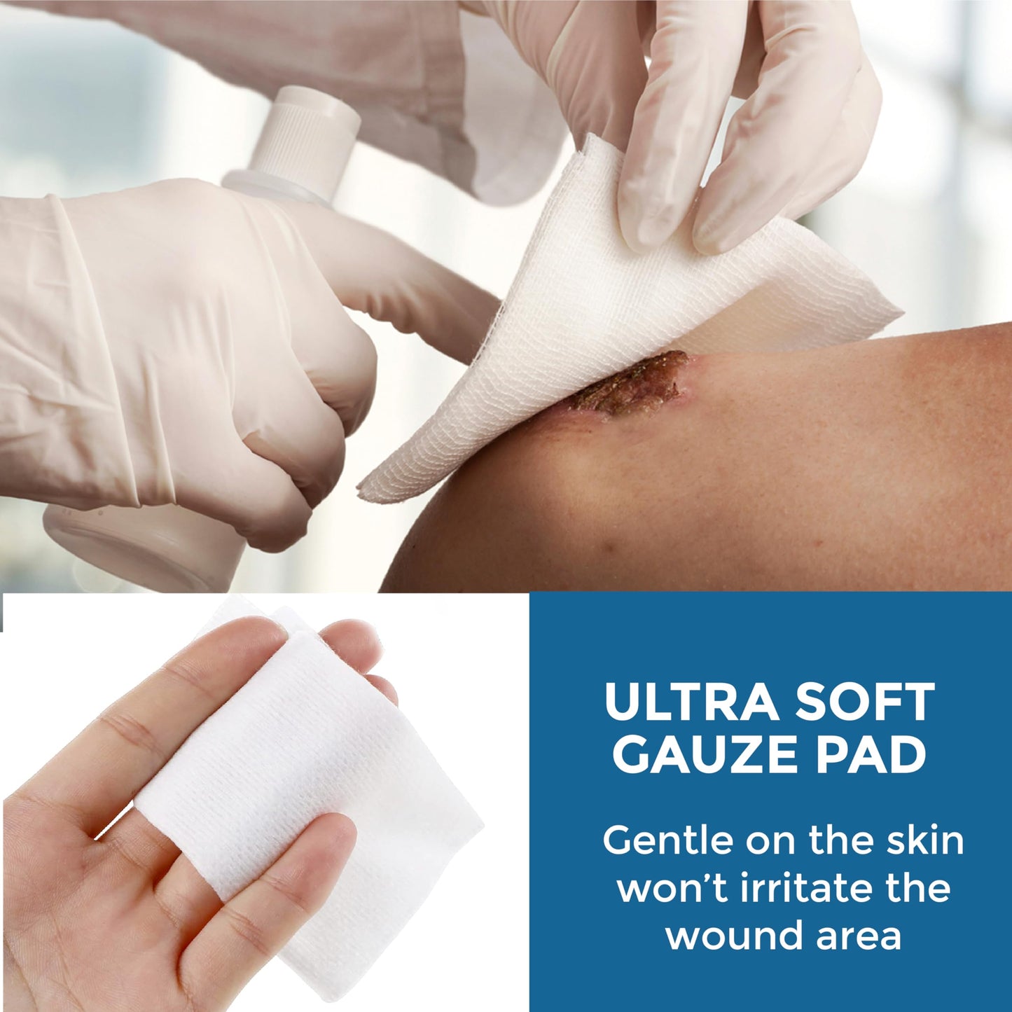 Pruvade 1000 Count Gauze Pads - Soft 2"x2" Non-Woven 4-Ply | All-Purpose Non-Sterile Dental Gauze Pads - Absorbent Gauze Sponges for First Aid Kit, Makeup-Removal, Skin Cleansing - 5 Packs of 200