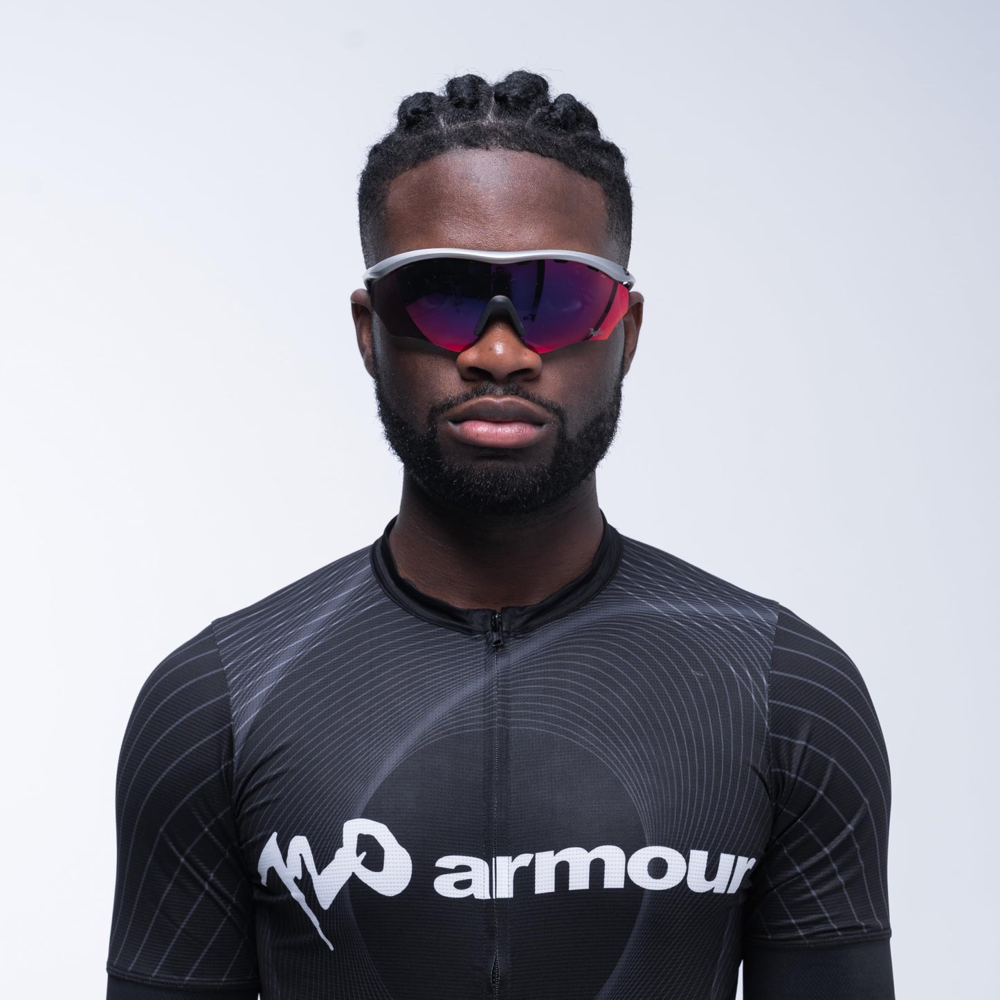 720armour Sports Sunglasses for Men Women, UV400 TR90 Wrap Around Shield Lens for Cycling, Running, Baseball, Golf & Hiking (Matte Silver Frame With Red Lens)