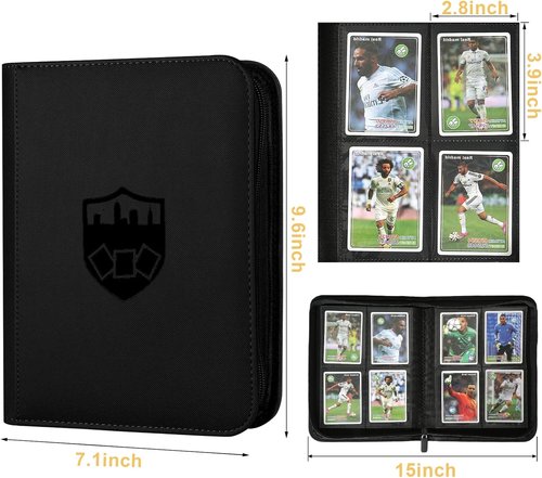 GERMUN Trading Card Binder - Premium 4 Pocket Holder for 160 Cards | Double-Sided Album in Black