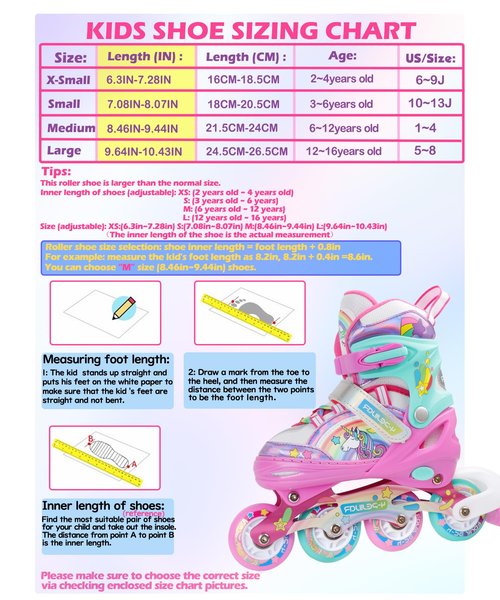 Unicorn Rainbow Inline Skates for Girls Teens Womans,4-Pejiijar Roller Skates for Girls Ages 6-8-12 w/Luminous Wheels,Kids Adjustable Roller Shoes for Birthday Xmas Gifts