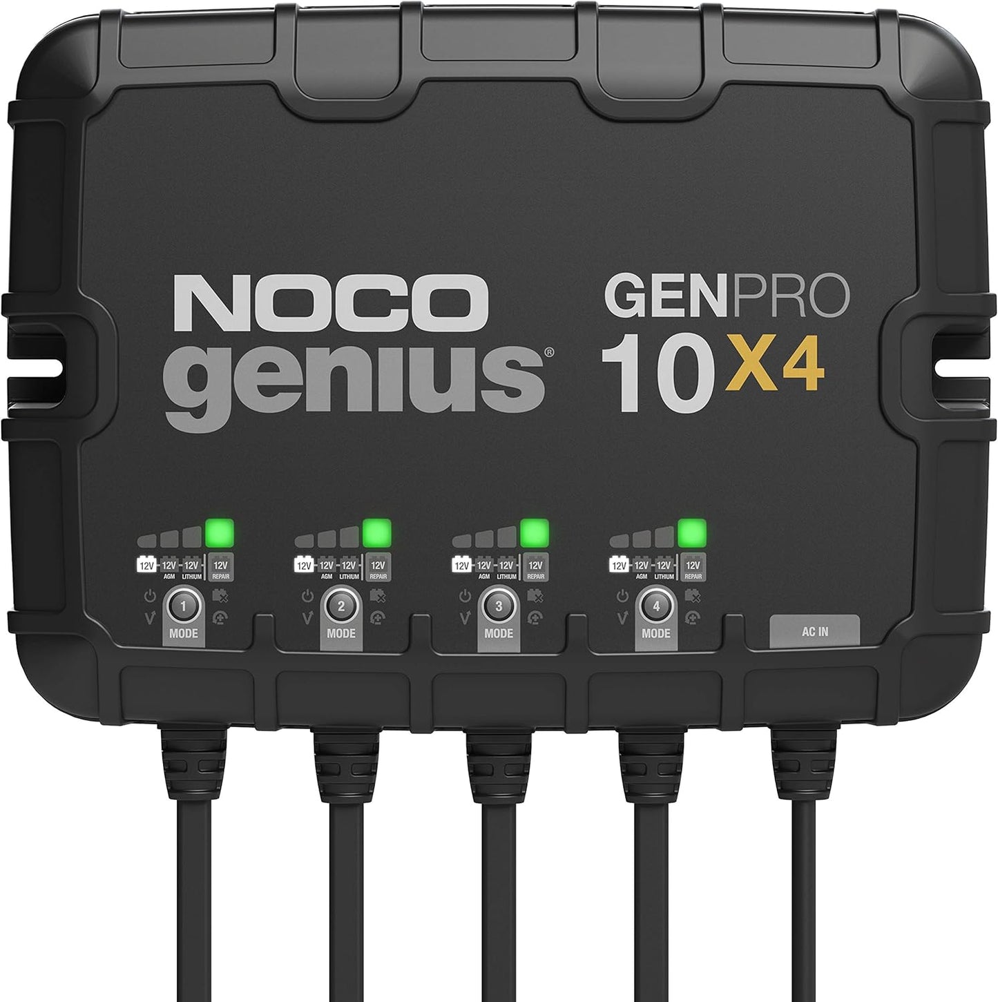 NOCO Genius GENPRO10X4 Onboard Battery Charger - 4-Bank, 40A, Waterproof, 12V with Overcharge Protection & Temperature Compensation