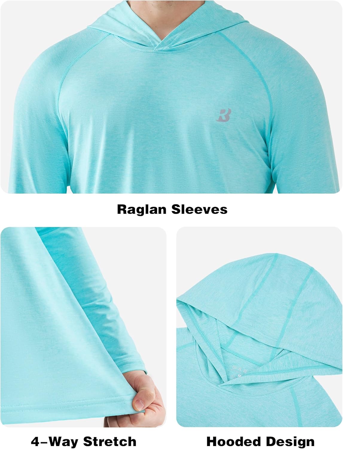 Roadbox Men's Fishing Shirt - UPF 50+ Long Sleeve UV Sun Protection Hoodie | Quick Dry Rash Guard